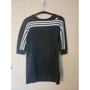 Girls ADIDAS 3 Stripe Skater Dress French Terry Size L LG 14 with front pocket